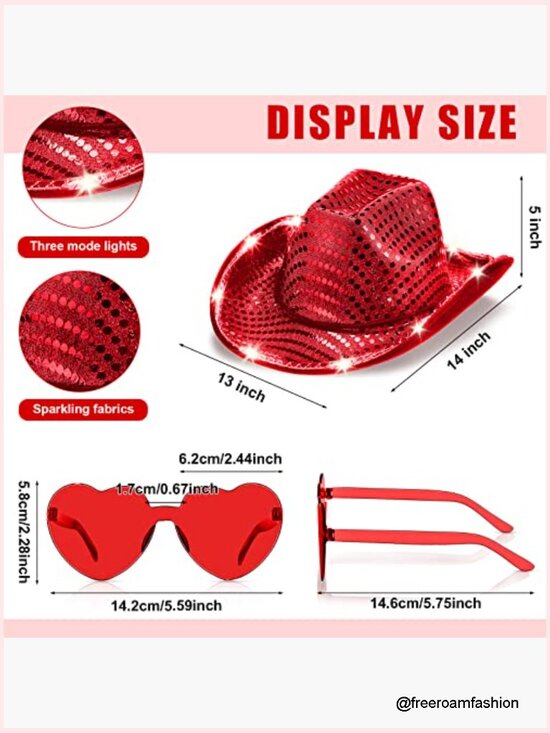 6 Pack LED Cowboy Hats with Sunglasses for Costume Party main image 4